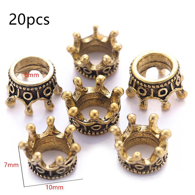 20pcs Jewelry Production Spacer Mini Crown Beads Retro Alloy Bracelet Decorative Accessories DIY Necklace Earring Props TMZ