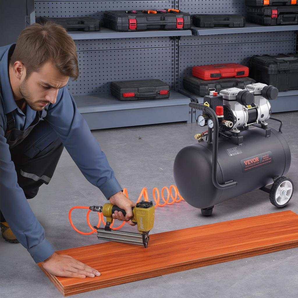 VEVOR Air Compressor, 8 Gallon Steel Tank, 1HP 2.2 CFM@90 PSI Oil Free Air Compressor & Max. 120PSI Pressure