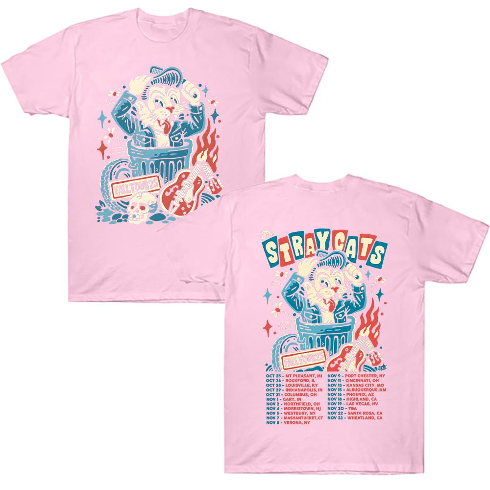 The Stray Cats Podzimní turné 2025 Tričko Rocková kapela Stray Cats Grafická trička Dámská Pánská Vysoce kvalitní bavlněné oblečení Streetwear Top