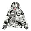 DRIPX Amerikanischer High Street Camouflage Fce Gefütterte Kapuzen-Reißverschluss-Jacke Hip Hop Locker Lässig Sweatshirt für Männer und Frauen