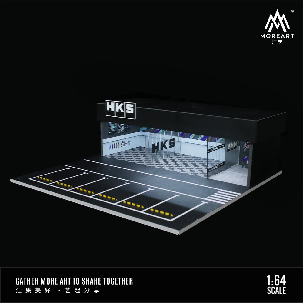 TimeMicro&MoreArt 1/64 LBWK HKS Advan Light Version Assembly and Modification Shop Auto Repair Workshop Car Scene Model