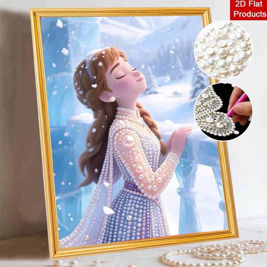 Disney Pearl Painting Frozen Anna Portrait for Beginners and Adults, DIY Pearl Diamond Art Painting Kit for Home Wall Decor Gifts