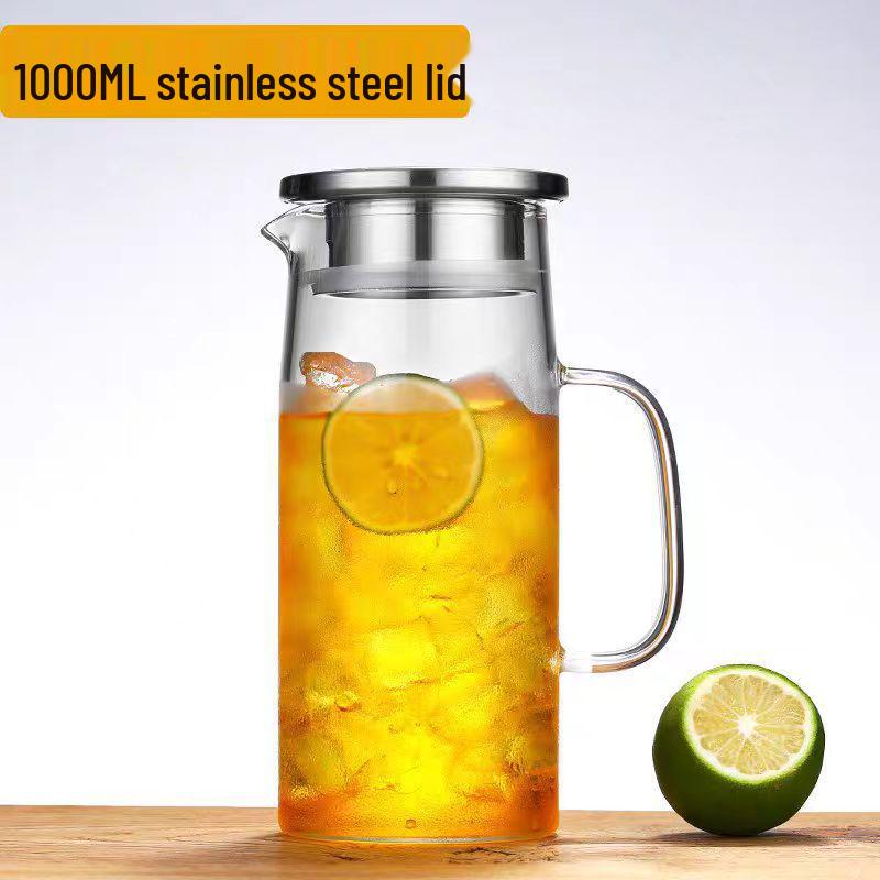 Borosilicate Glass Tea & Cold Drink Pot with Bamboo Lid – High-Temperature Resistant