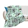 Cute Koala Animal Pattern Blanket Soft Flannel Comfortable Lightweight Suitable for Children Sofa Bedroom Living Room