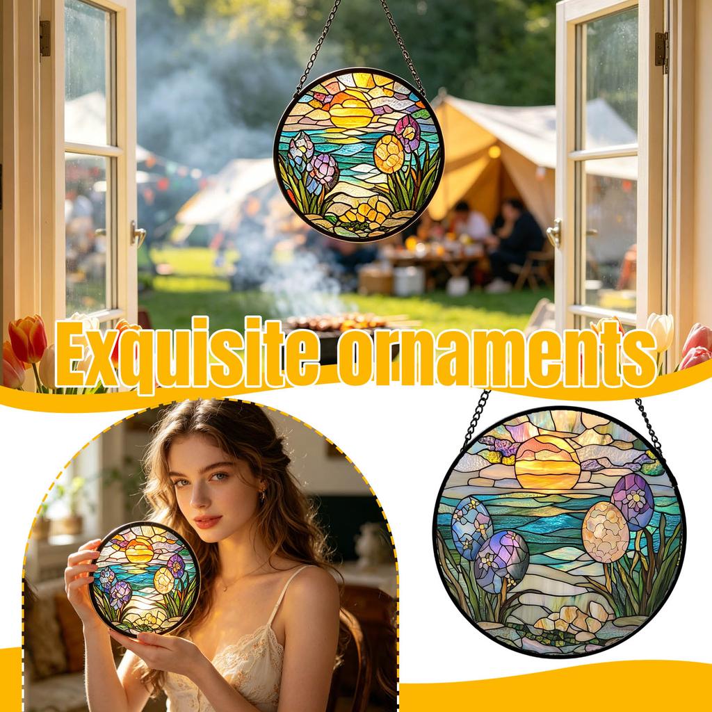 Stained Glass Window Hanging Puzzle Pendants Garden Kitchen Sunroom Home Décor
