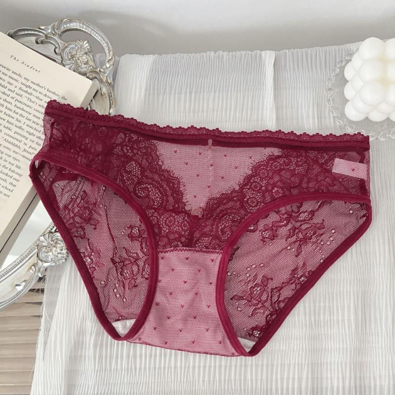 Lace Underwear for Girls Pure Desire Sexy Hollow Briefs Pearl Pure Cotton Crotch Triangle Panties