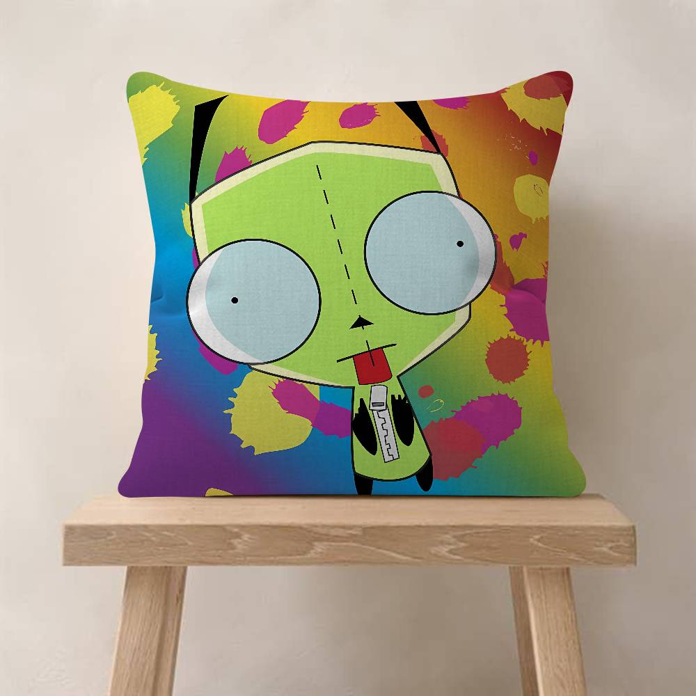 Funny Anime IInvader ZIM Pillow Case Fashion Square Pillowcase Bedroom Sofa Room Ins Decoration Leisure