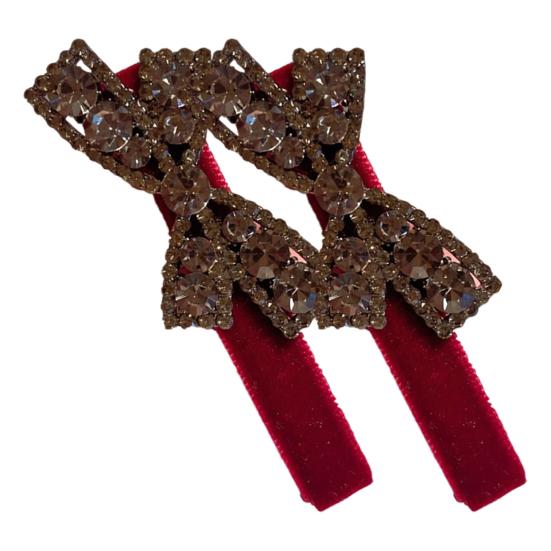 2Pcs Hairpin Velvet Bow Decor Hair Clip with Rhinestones Stable Clamping Force Bangs