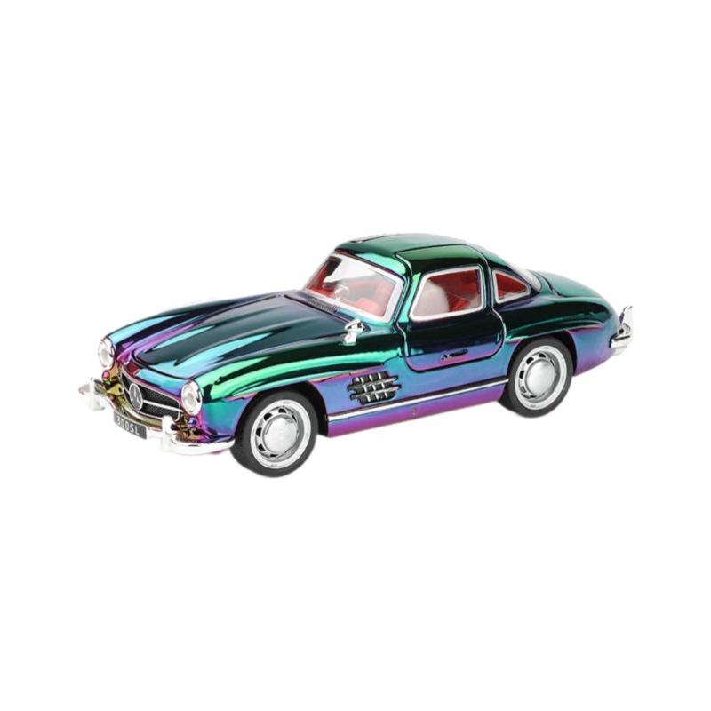 

Classic 1/32 Benz 300SL Electroplated Version Alloy Diecast Metal Model Sound Light Pull Back Toy Miniatures Vehicle Ornament Gifts разноцветный