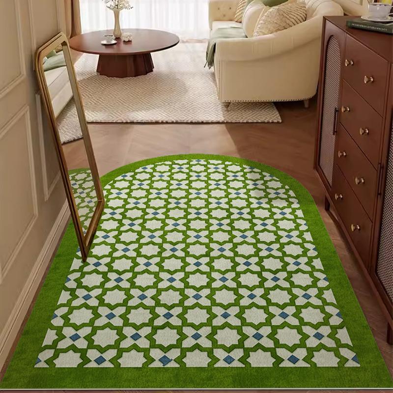 Entrance Carpet Pvc Waterproof Leather Door Mat Arched Floor Mats Green Retro Porch Carpets Home Decoration Rug Christmas Gifts