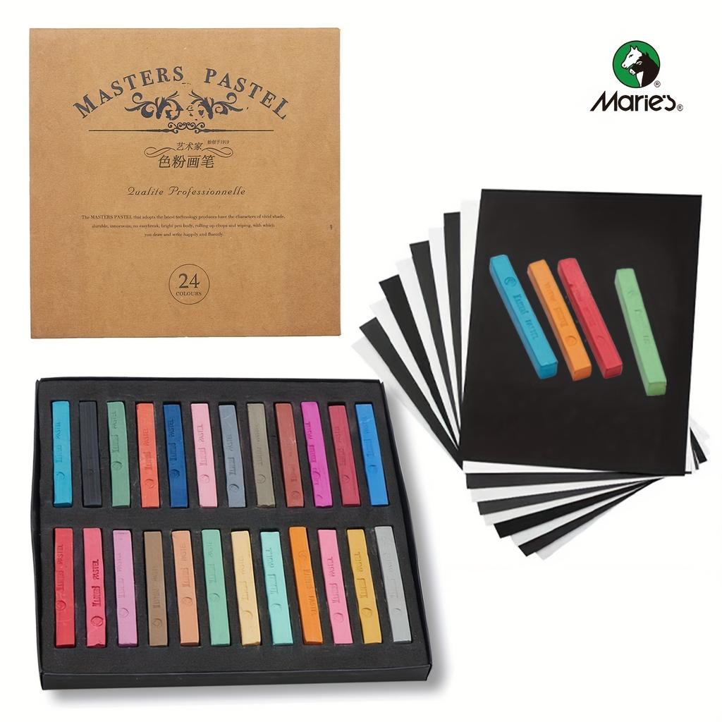 12/24/36/48 Colors Professional Soft Pastels Set,Chalk Pastel Sticks with Storage Case,Blending,Layering,Shading for Adults