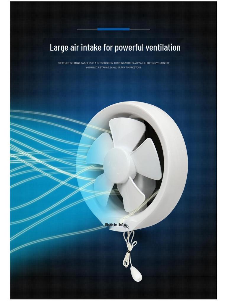 Jinling Silent Round Ventilation Fan for Bathroom & Kitchen, 6-Inch Wall-Mounted Exhaust Fan