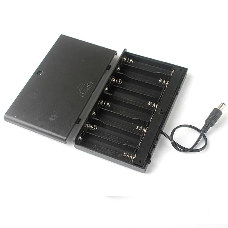 

5pcs/lot 8AA Battery Box 12V with Cover Switch DC5521 Battery Holder for LED Strip Light