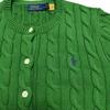 Polo Ralph Lauren SS25 Solid Color Cable Knit Crew Neck Long Sleeve Cardigan Women cardigans 211839418-028