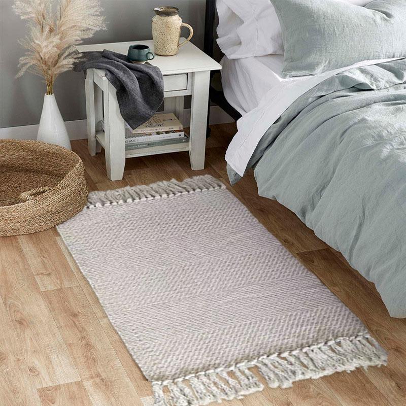 Nordischer Baumwoll-Leinen-Teppich für Wohnzimmer Schlafzimmer Teppiche Kinderzimmer Nachttisch Bodenmatte Wasserabsorbierend Badezimmerteppiche Fußmatte