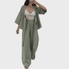 Women's Casual Solid Color Tie Cardigan & Trousers Two-Piece Set