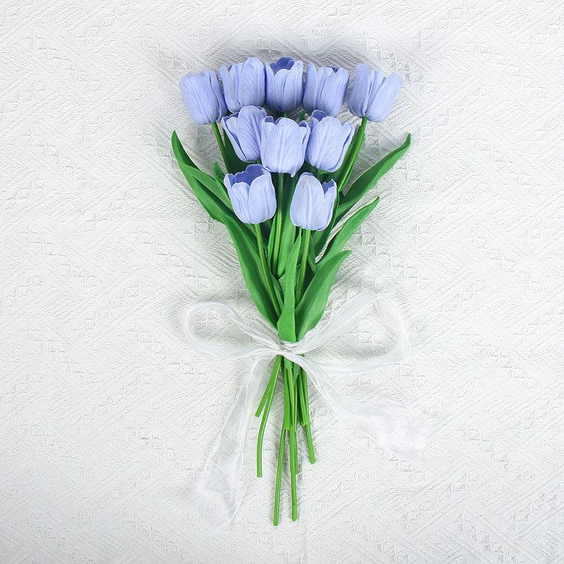 10 Pcs Tulips Simulated Flower Wedding Fake Flower Bouquet Shooting Props Home Living Room Decoration PU Simulated Flower