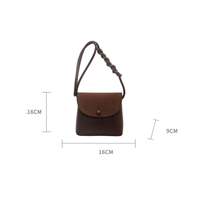 Retro Solid Color PU Leather Small Shoulder Bag Autumn and Winter Women's New Bucket Crossbody Bag CLE