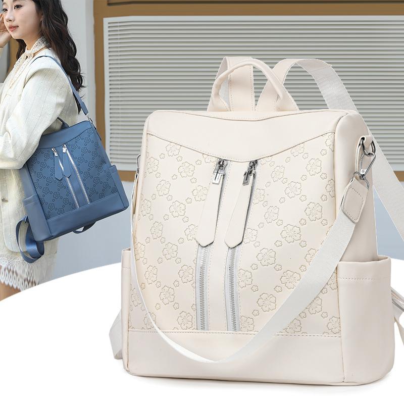 

Women s Commuter Soft Leather Backpack Printed Backpack синий