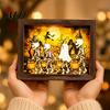 Three Dimensional Art Pieces Ghost Photo Frame Lamp, Halloween Lighted Shadow Box, Modern Holiday Home Accents Gothic Skeleton Table Centerpiece