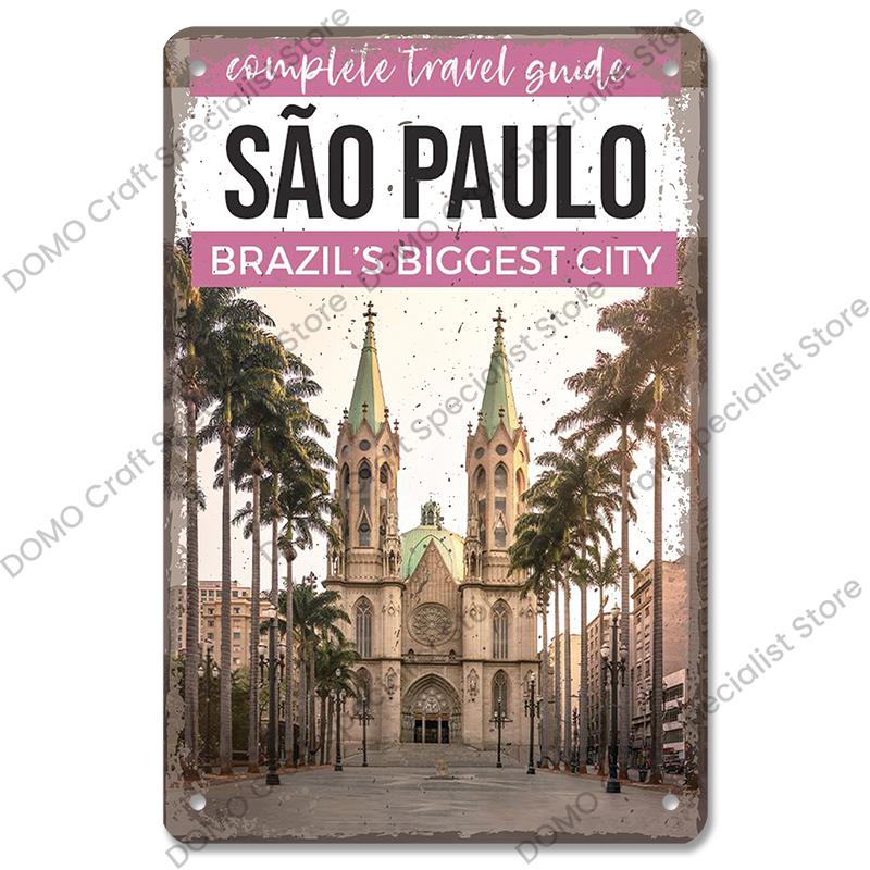 Brazil Travel Poster Country Flag Metal Tin Signs Retro Carnival Party Metal Plate Wall Decor For Bar Pub Club Home