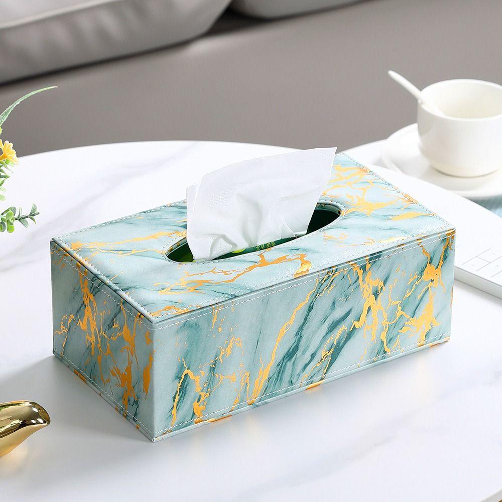 Large Capacity Draw Paper Storage Box Nordic Style Paper Container Marbling Leather Tissue Box  Car