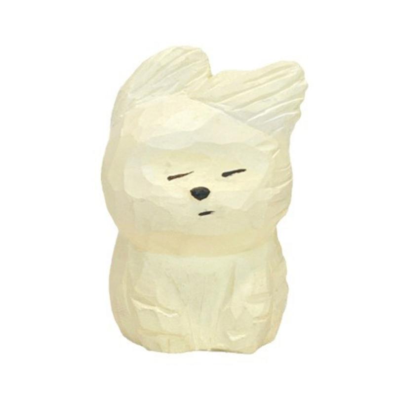 

Hand Carveds Wood Puppys Sculpture, Unique Tabletop Decorative Dog Art for Collectors L