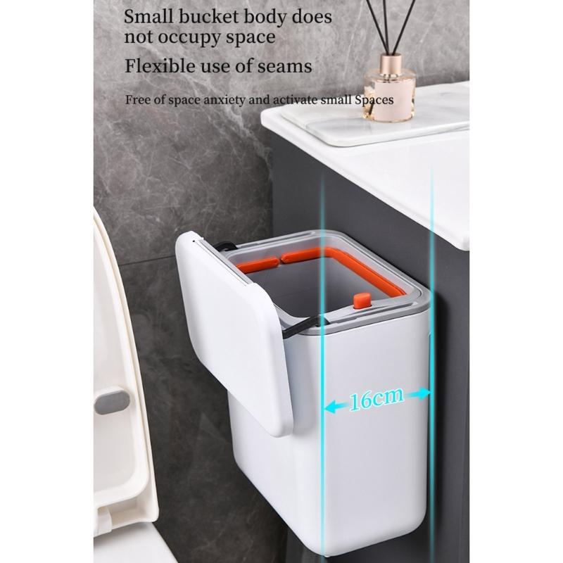 Hanging Kitchen Trash Can with Lid 9L Large Capacity Compost Bin for Under Sink or Countertop