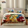 3Pcs Cartoon Dinosaur Animal Print Coreless Down Comforter Set Comfortable Bedroom Dormitory Bedding Decoration Machine Washable