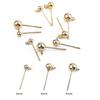 10Pcs 18k Gold Plated Round Ball Stud Earrings Post With Loop Earring Base Connectors Linker For DIY Jewelry Making