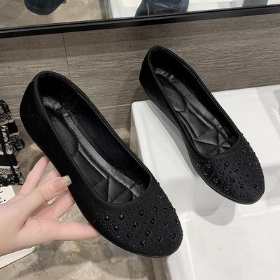 2025 neue flache Schuhe mit flachem Boden und flachem Schaft, Übergröße, lässig, fußanliegend, Slipper, runde Zehenpartie, Hot-Diamond-Damenschuhe