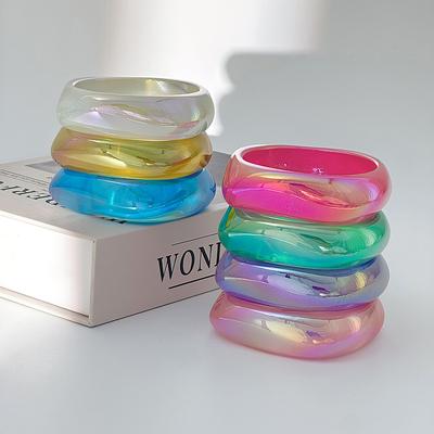 Módní Punkové Letní Plážové Barevné Pryskyřičné Třpytivé Nepravidelné Náramky pro Ženy na Každodenní Nošení a Párty Náramky pro Ženy