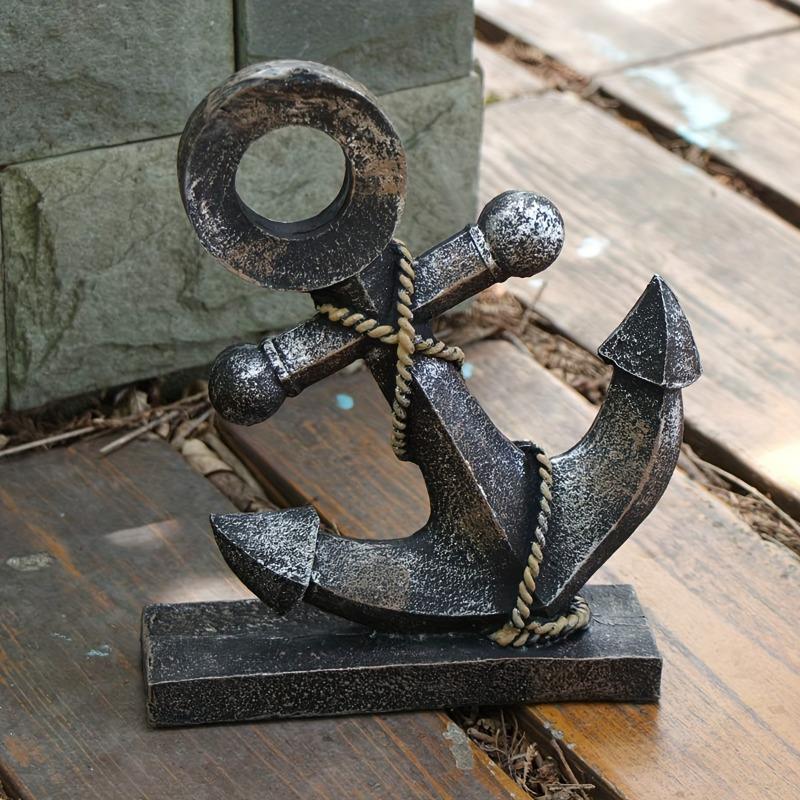 Decoração de Âncora para Navegação - Escultura de Âncora de Navio Moda Antiga Criativa Retrô Artesanato de Resina
