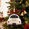 First Christmas Married Ornament Rustic Wooden Car Wedding Ornament with Buffalo Plaid Bow for Couples Bridal Shower Newly Married Wedding Decor