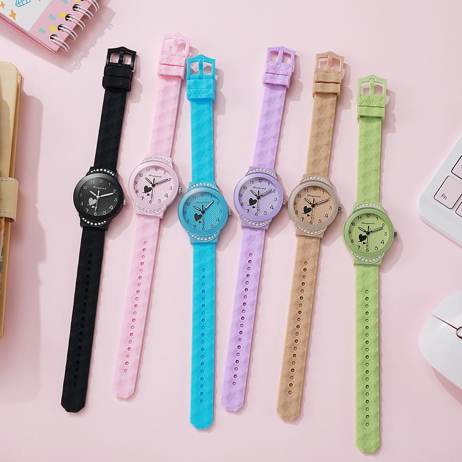 Studentklocka Flickor Kvarts Silikonarmband Med Dekorativ Urtavla För Mellanstadiet Tonåringar