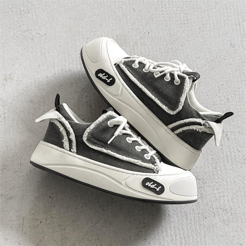 

Новые мужские нишевые дизайнерские туфли на толстой подошве Черно-белые парусиновые туфли Обувь с большим пальцем Универсальная дышащая обувь для пар 44 чёрный