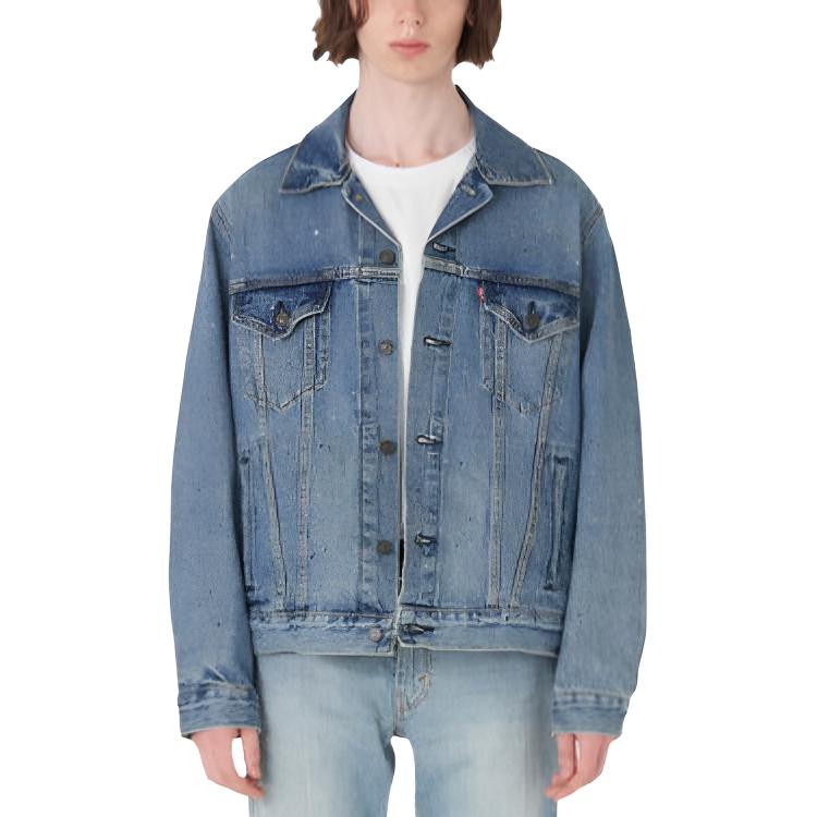 Levis Solid Color Button-Up Long Sleeve Denim Jacket Men Jackets Blue 77380-0058