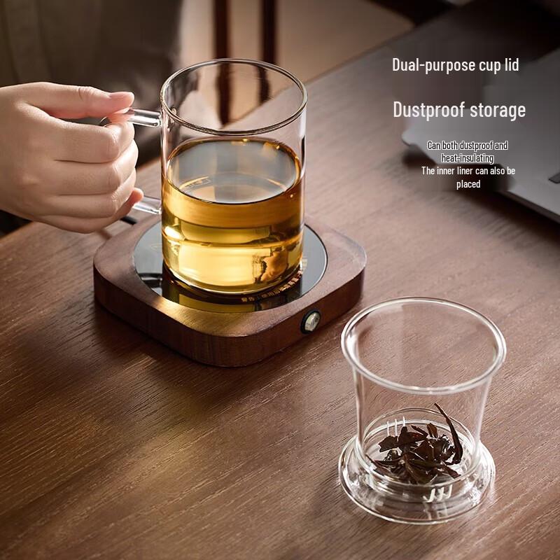 YIHUTEA Tea Infuser Glass Mug with Handle and Lid