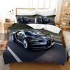 Sportwagen Bettbezug 3D Rennwagen Bedrucktes Bettwäscheset Queen King Size mit Zwei Kissenbezügen Herren Cool Polyester Für Bettdeckenbezug