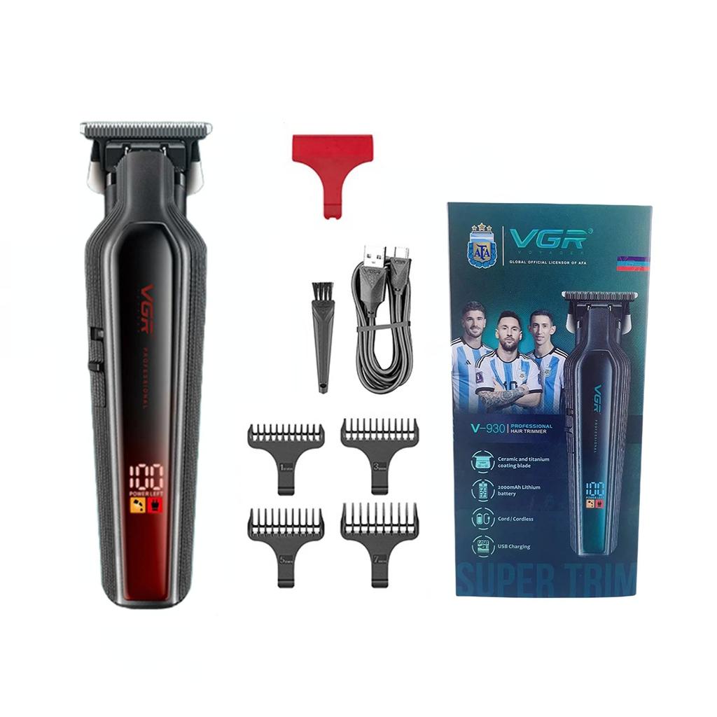 VGR Hair Trimmer Cordless Hair Cutting Machine Electric Hair Clipper Professional Haircut Barber DLC Blade Trimmer for Men LED Digital Display V-930