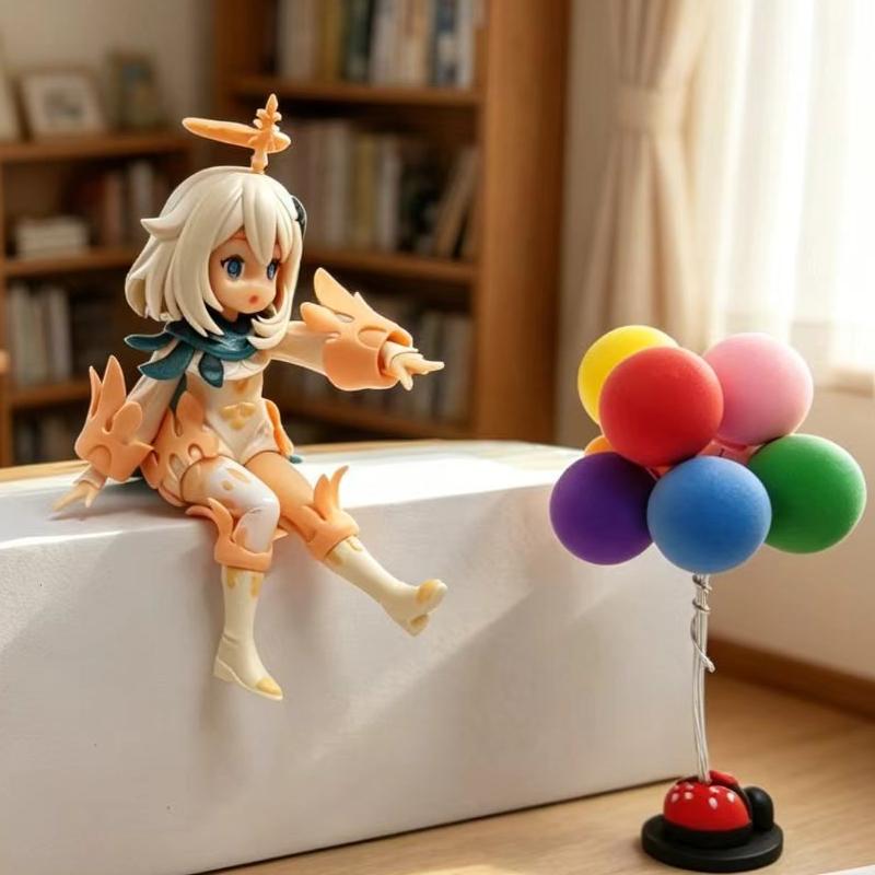 Genshin Impact Paimon Mini Figure Cute Anime Game Character Doll Ornament Sitting Statue Desk Decor Collectible Gift for Fans
