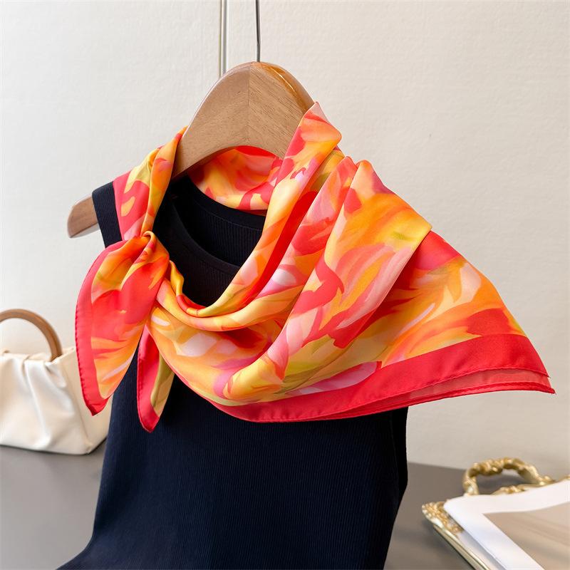 2026 New Spring Summer Women Scarf Silk Print Satin Scarves Shawl Headband Hijab Bandana Wrap Bufanda Fashion 70*70cm