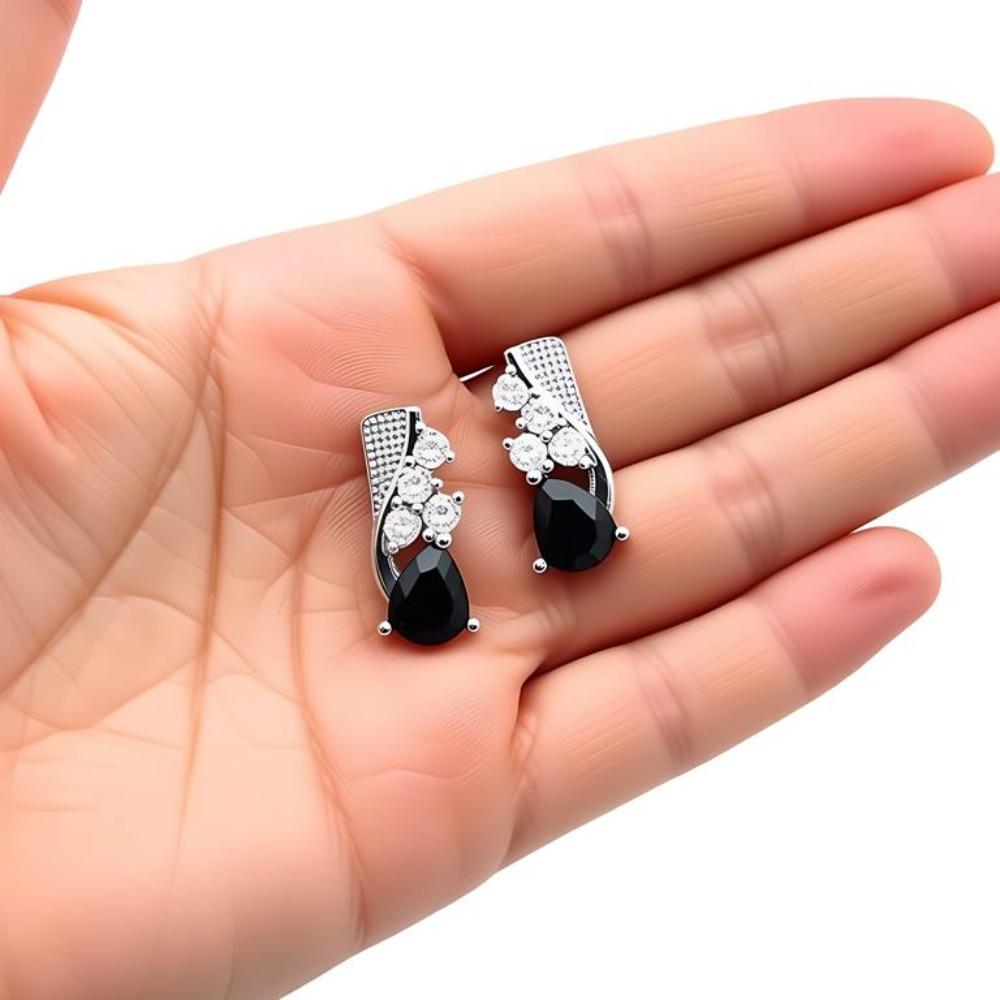 Black Awn Black Stone Earrings