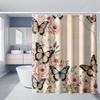 VIKAMA American Floral Butterfly Print Shower Curtain, Suitable For Bathroom Window, Bathtub Partitions, Home Decor Bath Curtain