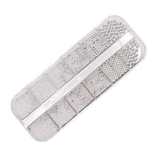 1 Set 12 Grids Nail Art Bead Kit with Storage Box 3D Nail Art Metal Caviar Beads DIY Manicure Design Decoration Charm Nail Accessories