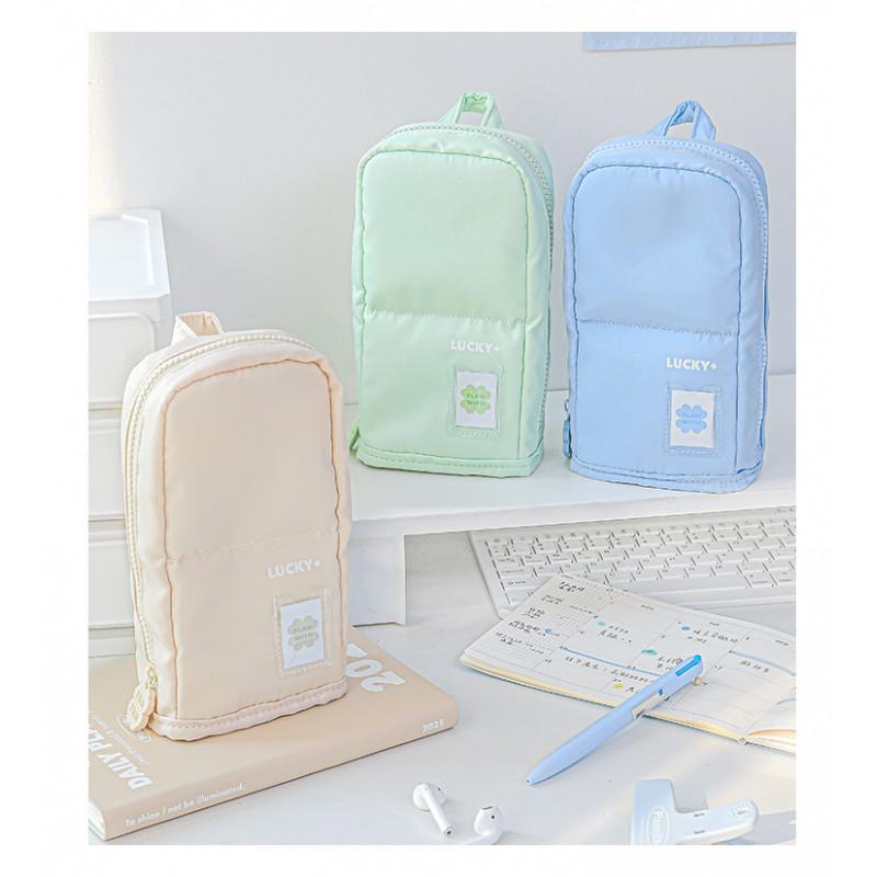 Clover Foldable Standing Pencil Case Students - Large Capacity Canvas Pen Holder 40 Pens Minimalist Design