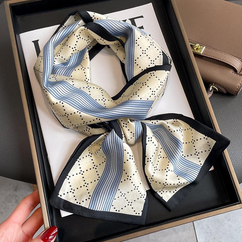 Big Brand Double-sided Printed Long Headband Silk Scarf Hin Scarf Ribbon Tie Bag Decoration Suit Scarf Waist Belt Multi Function