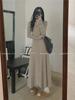 Women's Retro Knitted A-Line Dress: Versatile, Slimming Long-Sleeve for Spring, Autumn, and Winter