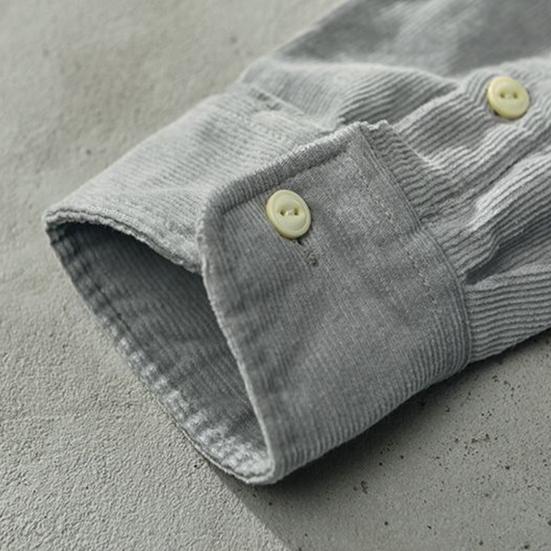 Fall Spring Men Shirt Turn-down Collar Sleeves Single-breasted Chest Loose Cardigan Long Pockets Pure Color Formal Casual Mid Length