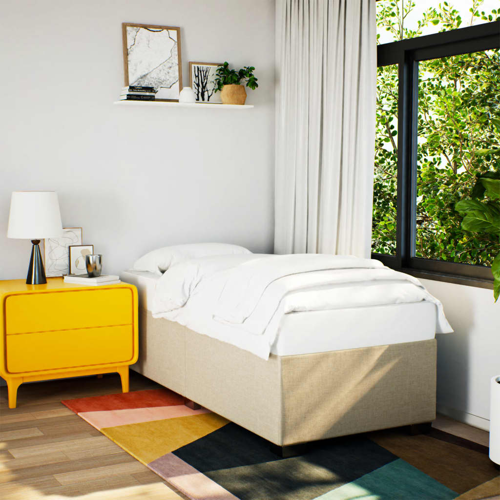 Bed Frame without Mattress Cream 80 x 200 cm Fabric